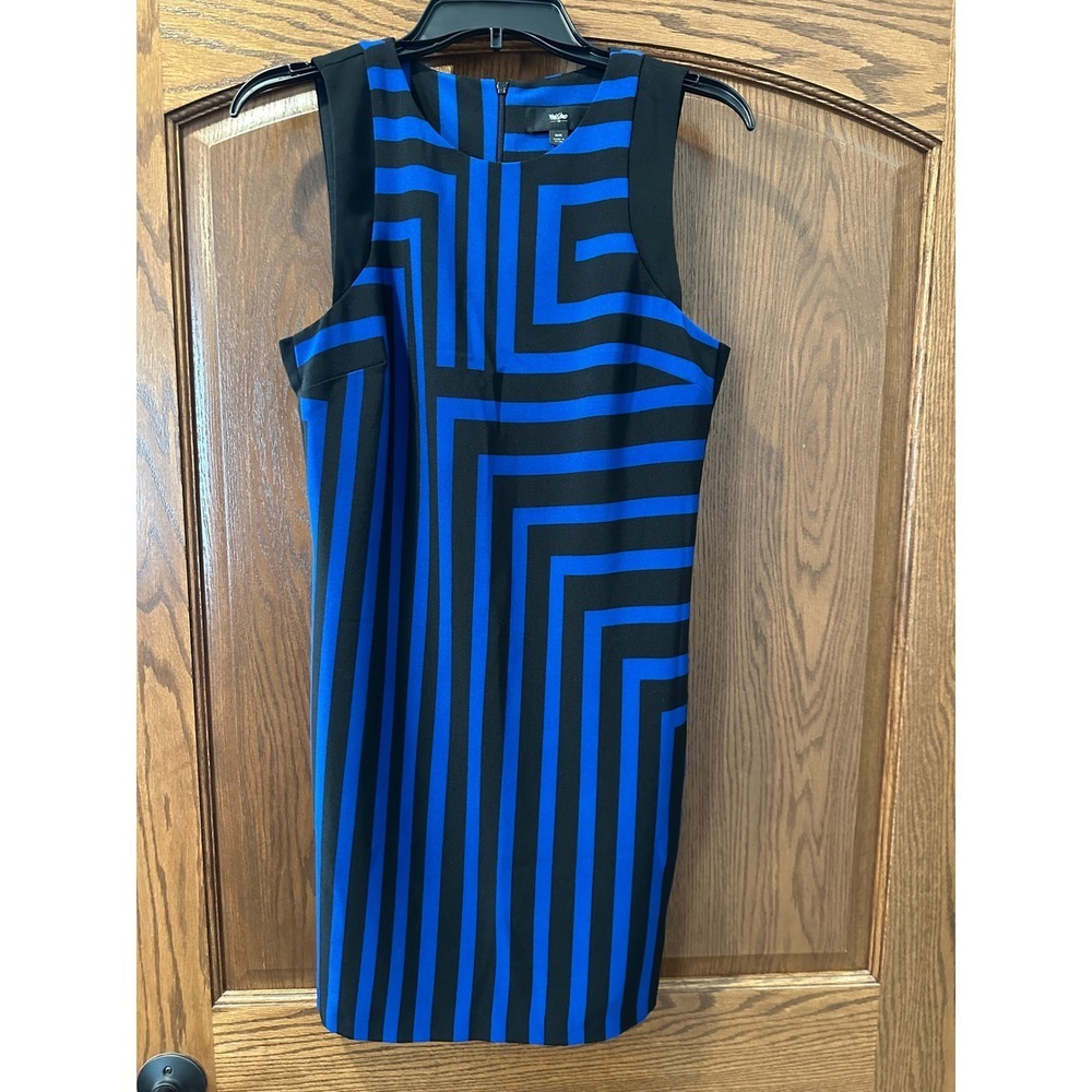Women's mission blue‎ and black midi dress